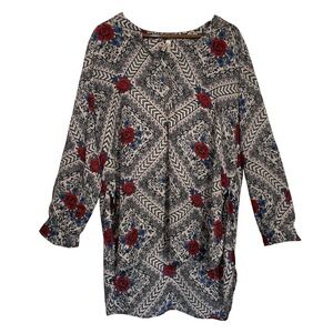 Roper Dress Long Sleeve Floral Print Casual Western Tunic Dress 1X